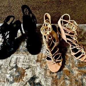 Women’s Wrap Strap Stiletto Pumps Sz 10 Set of 2 Pair Black/ Bone